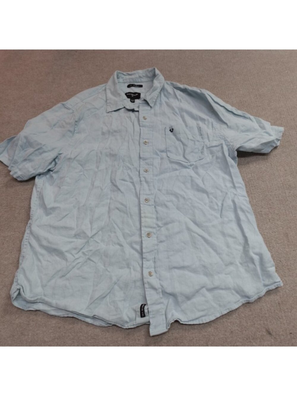 True Religion Shirt XL Blue Slim Fit 100% Linen